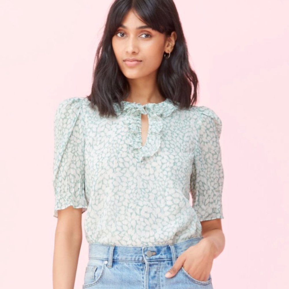 Rebecca Taylor Ikat Leaf Lurex Top